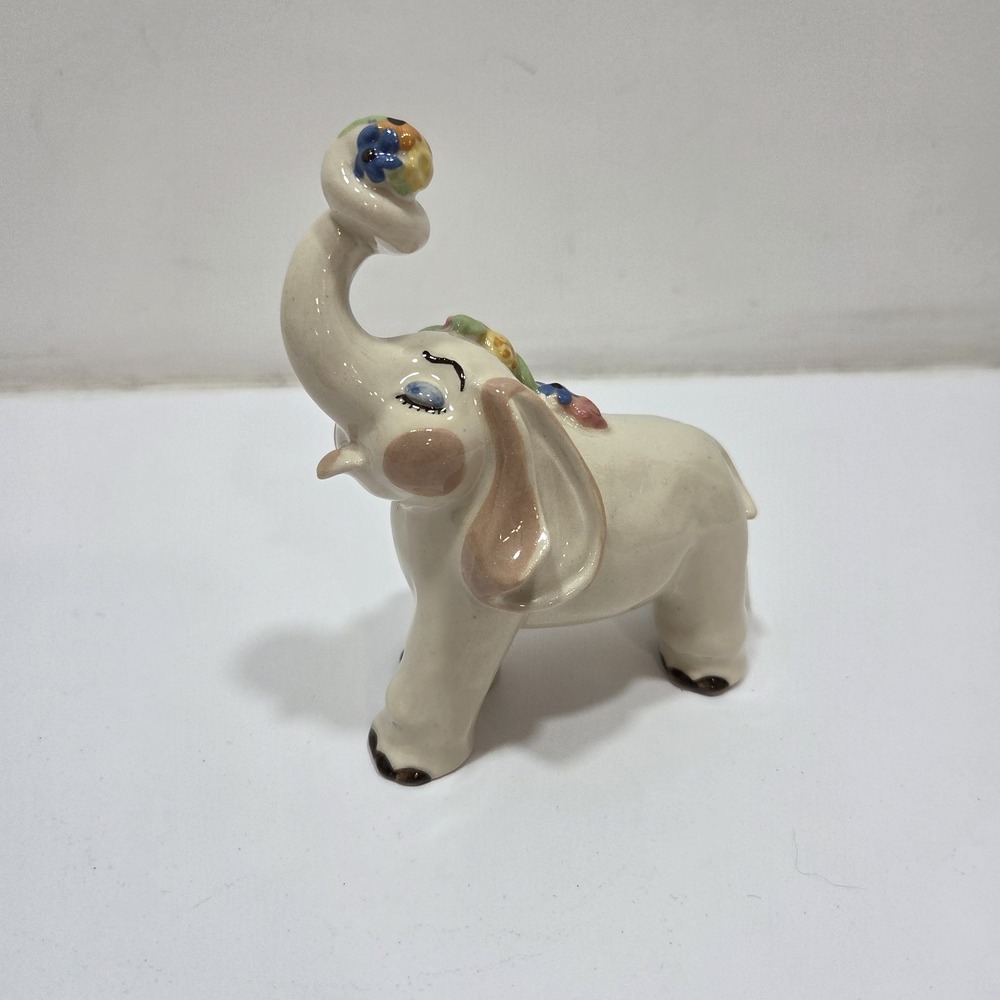 VTG MCM Ceramic Arts Studio Elsie Elephant Pottery Art Flowers